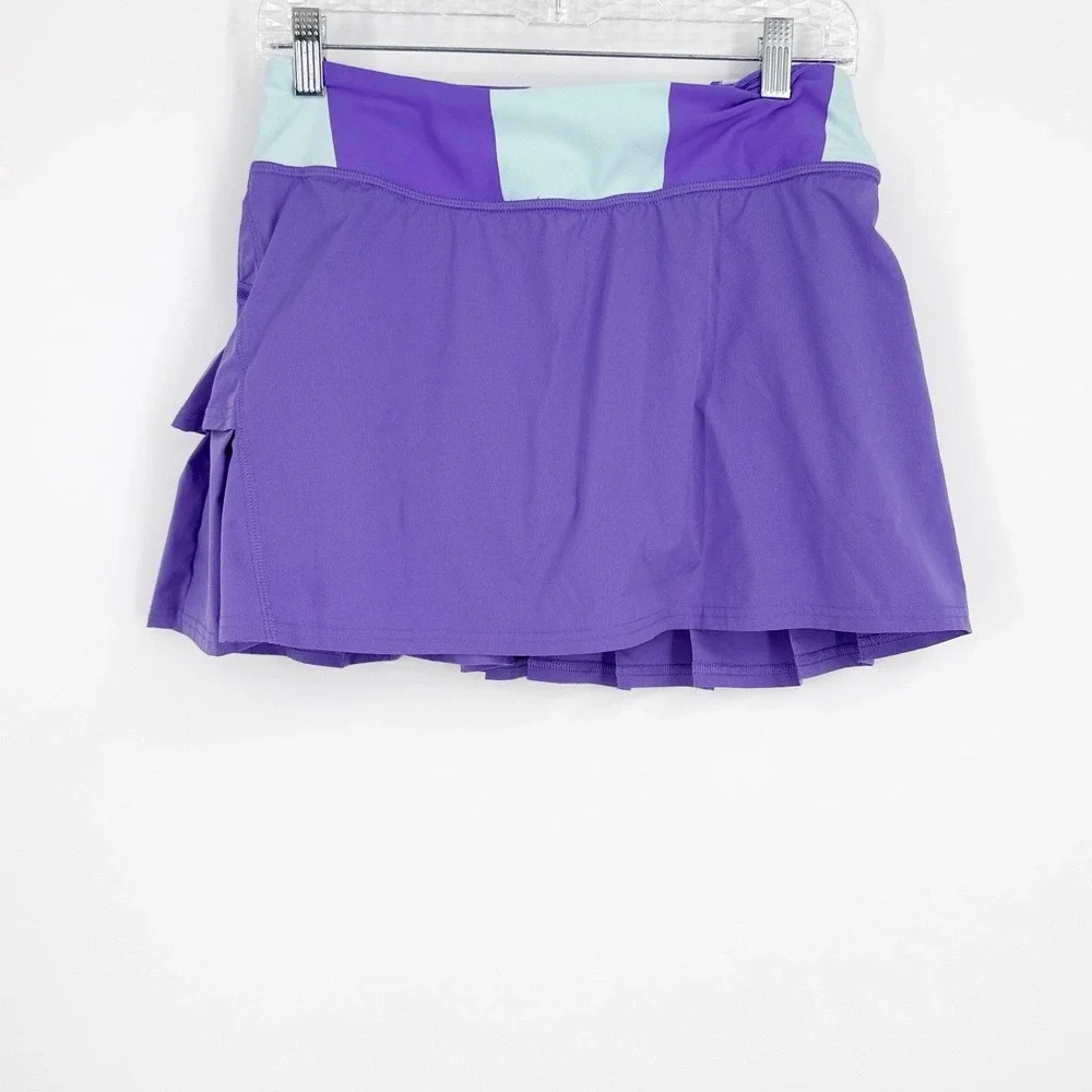 Lululemon Run Pace Setter Skirt Purple Mint Pleated Tennis Skort 6 Tall